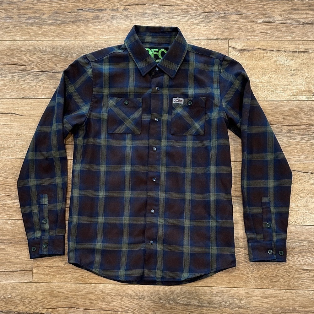 DIXXON Youth Boys Plaid Shirt - Navy and Olive